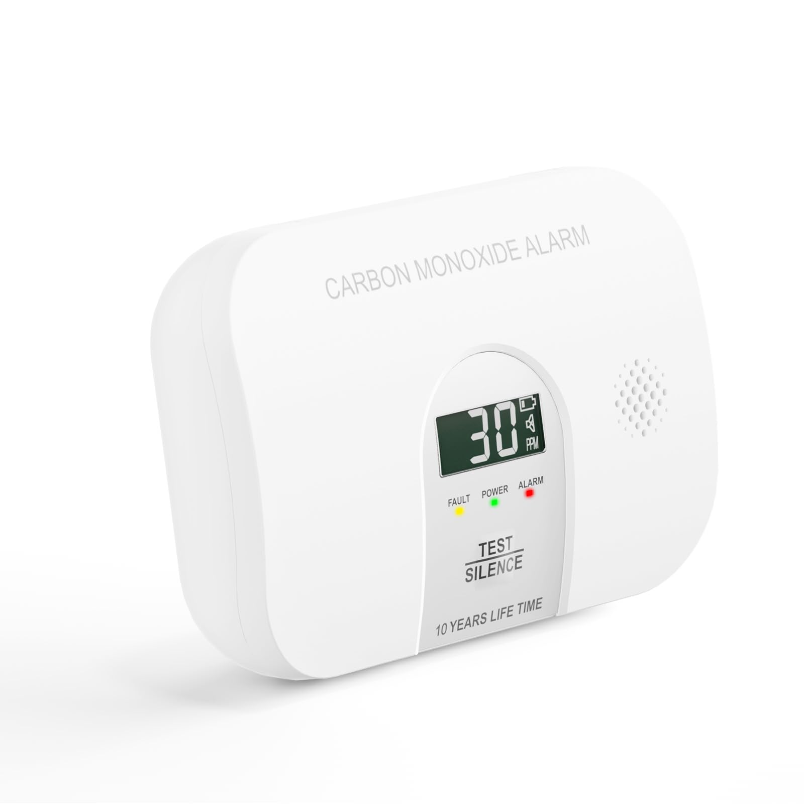 Détecteur de CO avec Affichage Numérique LCD, Détecteur de Monoxyde de Carbone avec Capteur Précis de 10 Ans, Batterie Remplaçable et Bouton de Test, Alarme de Monoxyde de Carbone Certifié en 50291