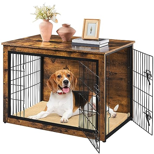 Image of Yaheetech 40in Wooden Dog Crate Furniture w /Cushion for Medium /Large Dogs