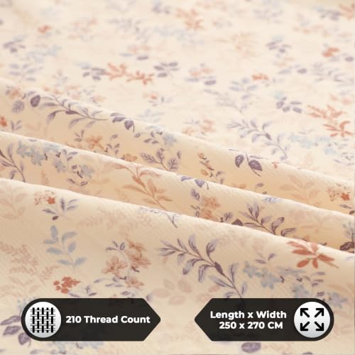 Image of Story@Home King Size Bedsheet | Cloud Cotton Flatsheet King Size with Two Pillow Covers| Super Soft Bed Sheet for King Size Bed | Floral Design (270 x 250 cm, Ivory Pink)