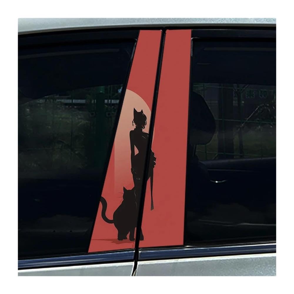 Body Parts 2pcs Car Center Column Waterproof Decals Cat Beautiful Girl Car B-Pillar Stickers(G)