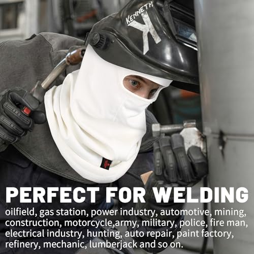Image of FR Face Mask for Men - Fire Resistant Balaclava Welding Head Cover, 100% Cotton Full Face Hood & Neck Protector