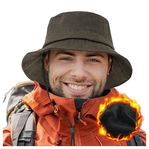 TOP-EX Waterproof Winter Bucket Hats for Men Women Warm Fleece Lined Rain Hats for Walking Hiking Fishing Outdoor Cold Weather Hats Windproof Brown XXL