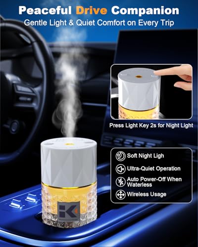Image of Smart Car Air Freshener | Negative Ion Car Aroma Diffuser | Car Air Freshener Diffuser with 3 Switchable Modes | Car Diffuser Auto Power-Off When Waterless | Glass Diffuser for Car,by Ikeda (White)
