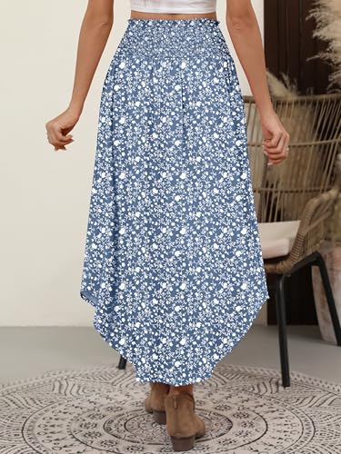 Image of ANRABESS Women's Maxi Skirts Summer Boho Floral High Waisted Flowy Swing Pleated Beach Long Skirt with Pockets
