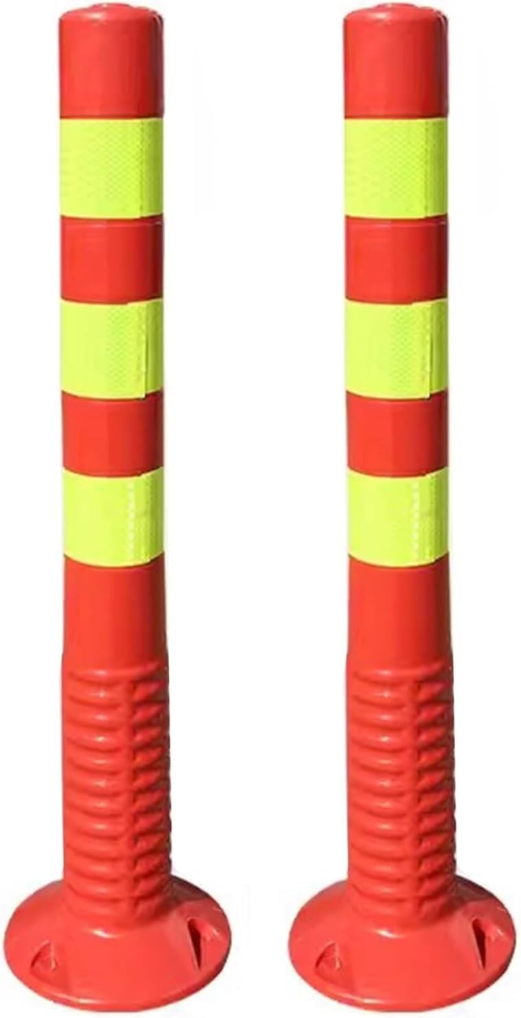 CWCQGH Parking Bollards with Reflective Collars for Traffic Safety and Barrier Control (Red+yellow)