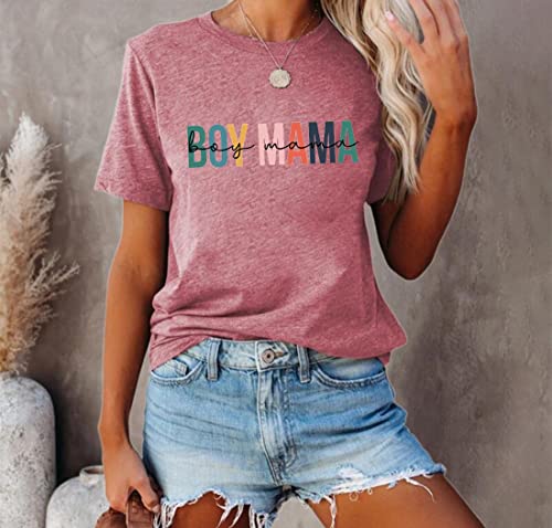 Boy Mama Tshirt Women Mother's Day Shirts Funny Letter Print Tee Tops Mom of Boys Shirts Summer Short Sleeve T-Shirt3