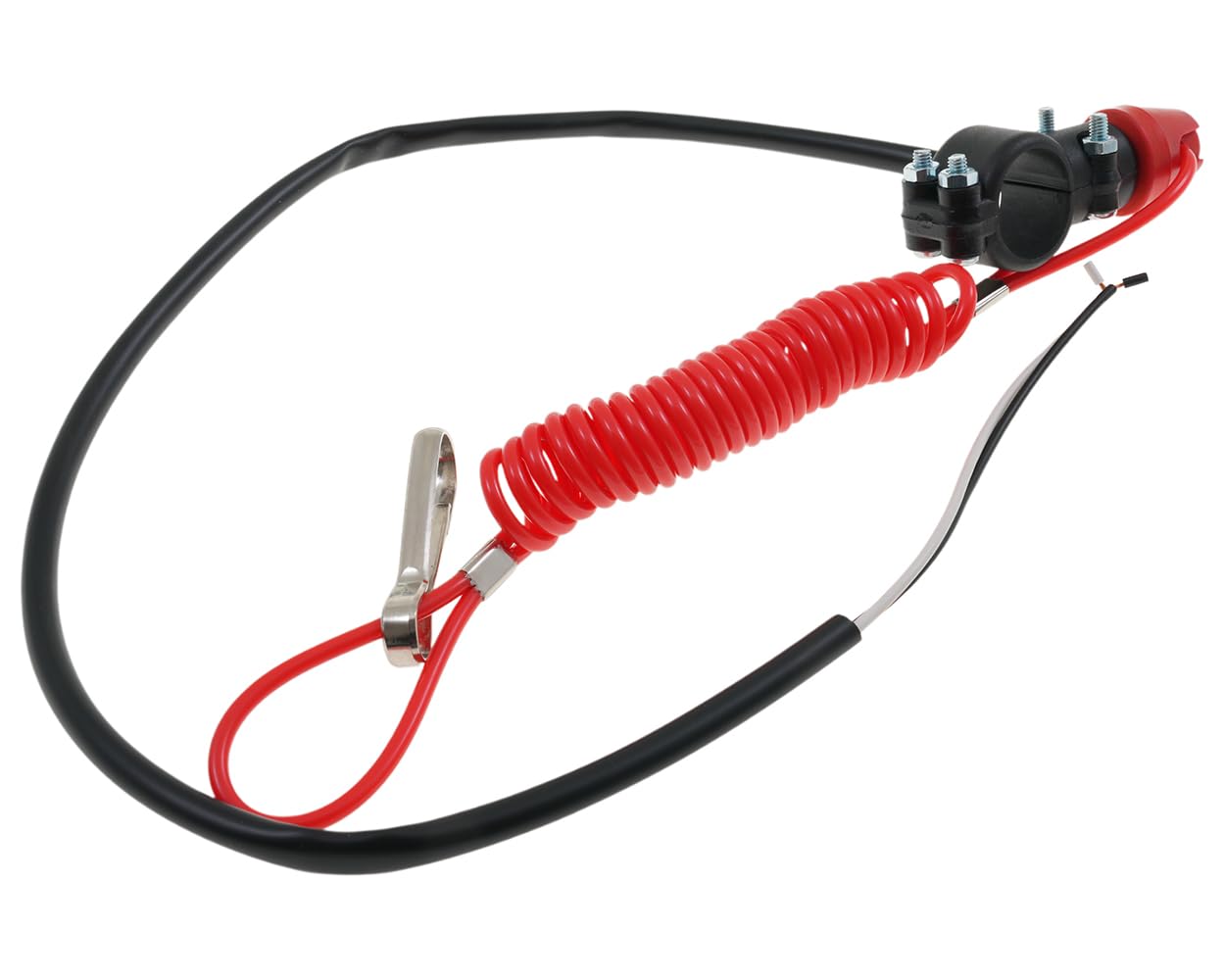 Zündunterbrecher Killswitch Racing rot (Öffner) mit Lenkerklemme Notaus, Reißleine universal Roller, Motorrad, Quad, Enduro, Jetski