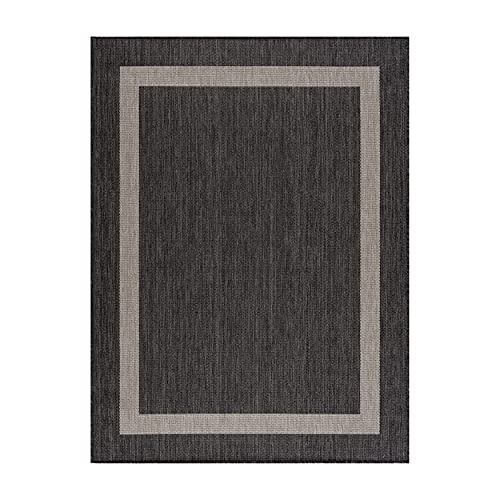 Camilson Outdoor Rug - Modern Area Rugs For Indoor And Outdoor Patios, Kitchen And Hallway Mats - Washable Outside Carpet (8X10, Bordered - Dark Grey/Light Grey) #TOP2
