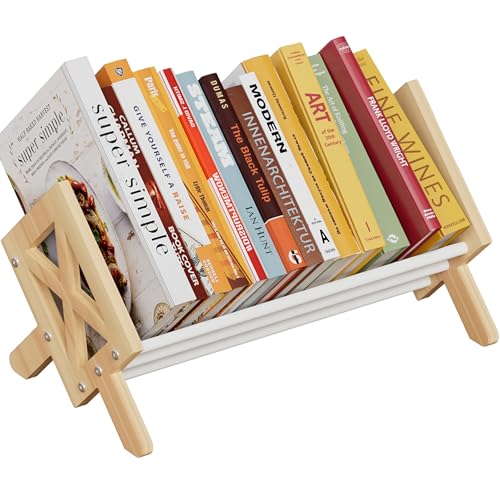 THYGIFTREE Kippbares Bücherregal aus Holz für Wohnzimmer/Zuhause/Büro, Schreibtisch Organizer, Bücherregal-Aufbewahrungsregal zur Präsentation von CDs/Magazine/Books Display