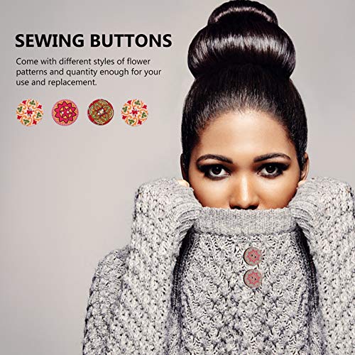 ARTIBETTER 100Pcs Botões Redondos de Flor de Madeira Redondos Com 2 Furos Botões Vintage para Costur