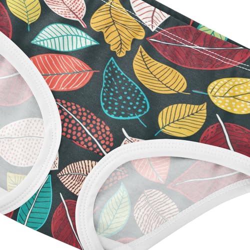 Joisal Colorful Leaves Chic Toddler Girls Underwear 2t Cotton Panties for Girl Fun Print Briefs Kids Undies4