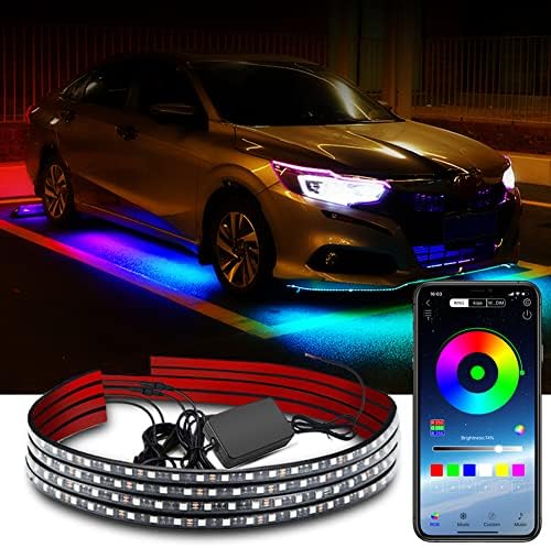 Car Underglow LED Lights, LEDCARE Dream Color Chasing Strip Lights with Wireless APP Control, Exterior Car Neon Accent Lights Kit with 16 Million Colors Sync to Music, DC12V (2×47inch+2×35inch)