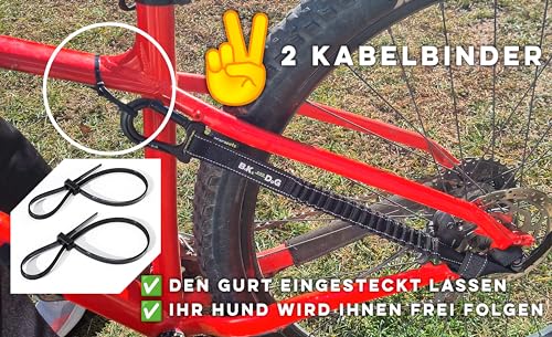 BIKE AND DOG - Fahrrad-Hundeleine, werkzeuglose Befestigung, spezielles Geschirr als Option, inklusive 2 Fahrradbändern. Patentiert. (Gelb)