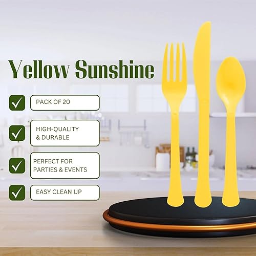 Miniatura 9 de Amscan Cubiertos de plástico extra pesados surtidos  cáscara de naranja  Paquete de 24