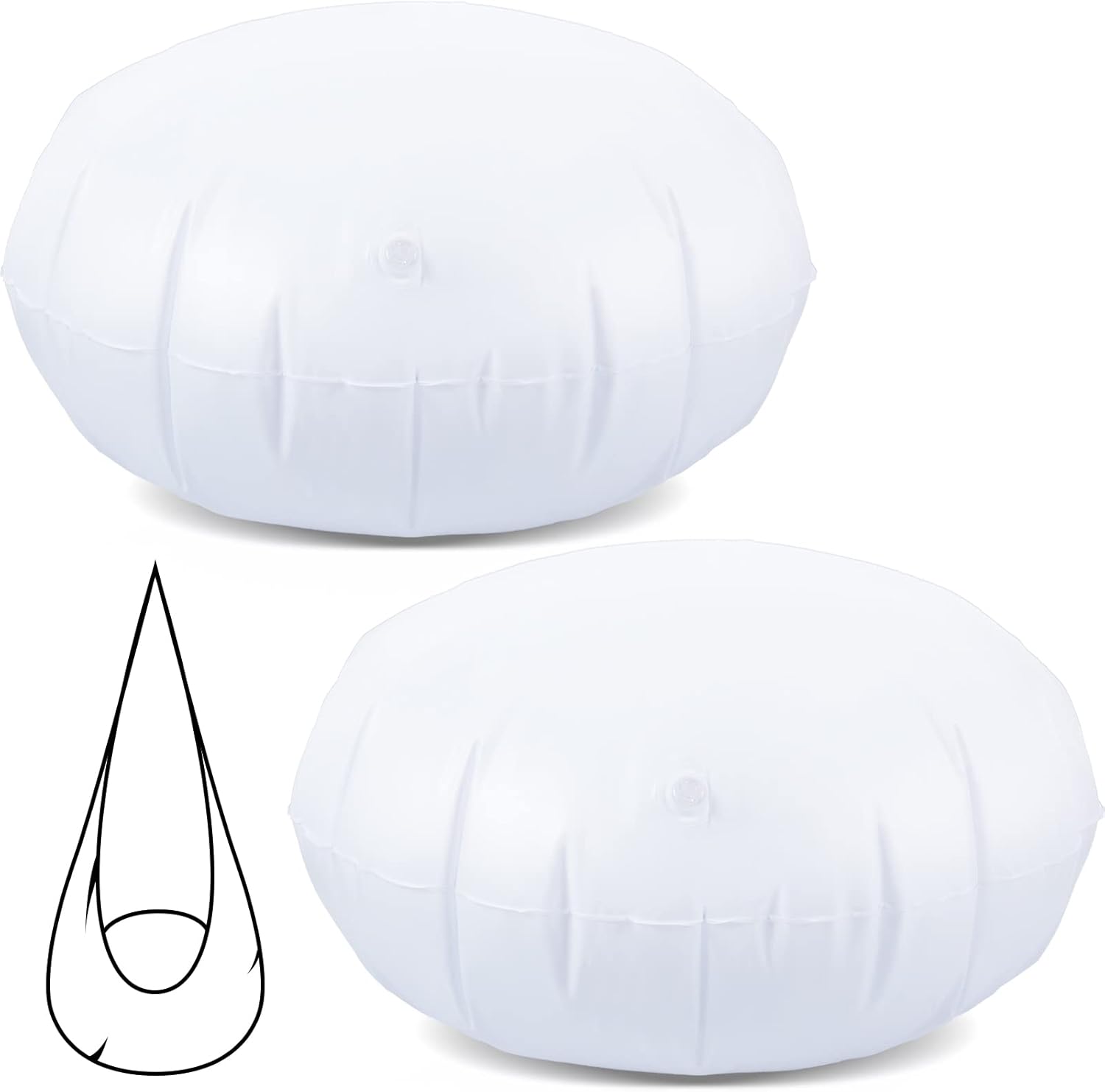 Roowest 2 Pcs Kids Swing Hammock Pod Chair Replacement Inflatable Cushion 27.5 in Thicken PVC Pod Swing Cushion Inflatable Hammock Fits Most Hanging Sensory Chairs for Indoor Outdoor (White)