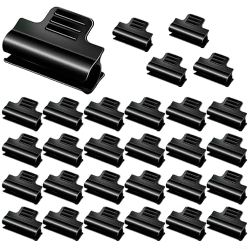 HEIBTENY Pack of 30 Garden Clips, Plastic Buckles for Plants, Greenhouse Pipe Clamps for Raised Bed, Plant Clip, Row Cover Support, 11 mm, Black