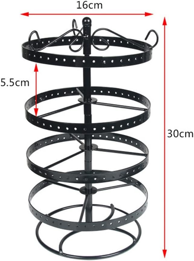 DFGHJK Rotating Jewelry Organizer 4 Tiers Earring Storage Rack 188 Holes Jewelry Showing Rack Jewelry Display (Color : White, Size : 30 * 16cm) (White 30 * 16cm)