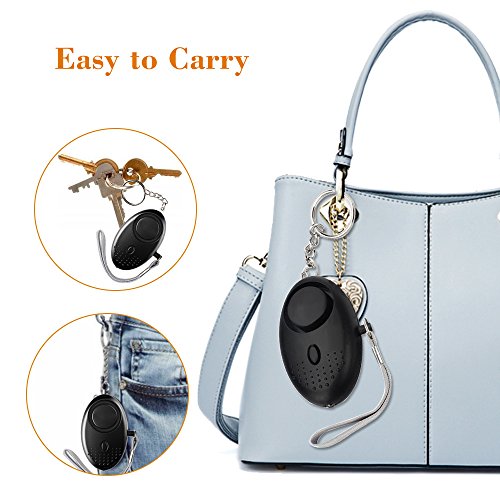 KKmoon Alarme pessoal 120-130dB Som de Emergência Auto-Defesa Alarme de Segurança Chaveiro Lanterna