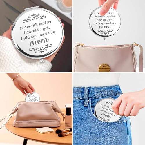 Espejo compacto redondo Nsetriu para maquillaje portátil miniatura 5