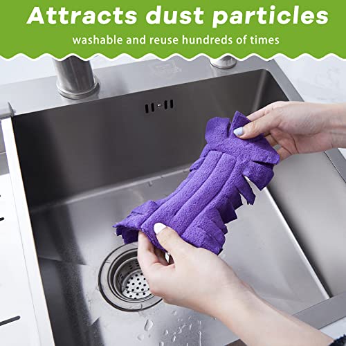 Image of Zubebe 40 Pcs Reusable Duster Refills Fleece,Dark Color | Soft Polyester Fiber Flat Duster Refill Multi Surface Washable Cleaning Pad Tools for Home, Blinds, Car, Pet, Furniture, Fans