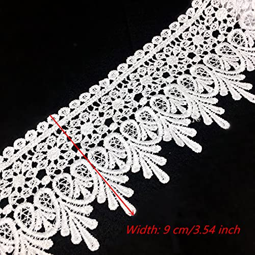 image for FQTANJU 5 Yard Floral Lace Edge Trim 9cm Wide Ribbon Edging Trimmings 