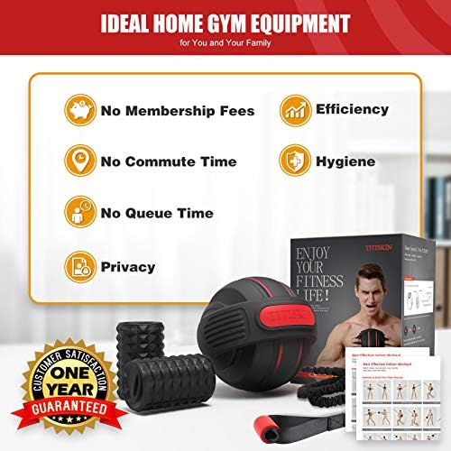 TITISKIN Ağırlıklı Fitness Topu, Direnç Bandı Kolları, Modüler Dumbell, Köpük Rulo ile Hepsi Bir Arada Ev Spor Salonu Egzersiz Ekipmanları - Ev, Seyahat veya Dışarıda Toplam Vücut Egzersiz Makinesi - Görsel 6