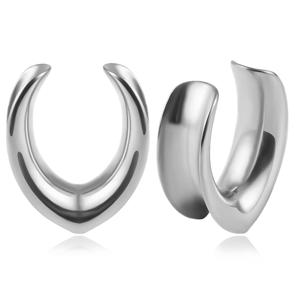 VankulaEar Tunnels Flesh Stretcher Saddles Plugs Gauges Minimalist Stainless Steel Ears Piercing Jewelry for Men Women 6mm to 25mm