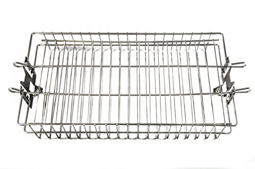 OneGrill Chrome Steel Universal Grill Rotisserie Spit Rod Flat Basket