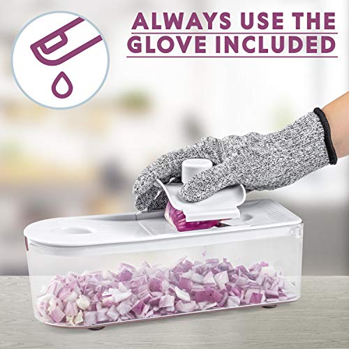 Multiple Vegetable Onion Chopper Mandoline Slicer - Food Cutter, Dicer, Grater, Shredder - No BPA Kitchen Gadgets, Tools and Accessories - Durable Stainless Steel Blades - Non-Slide Rubber Lid - Thumbnail 7