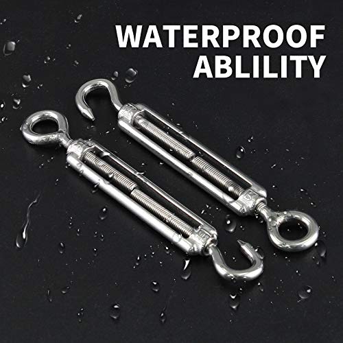 Yinpecly M5 304 Stainless Steel Hook & Eye Turnbuckle Heavy Duty Wire Rope Tension For Tighten Rope, Silver Tone 10Pcs - View #7