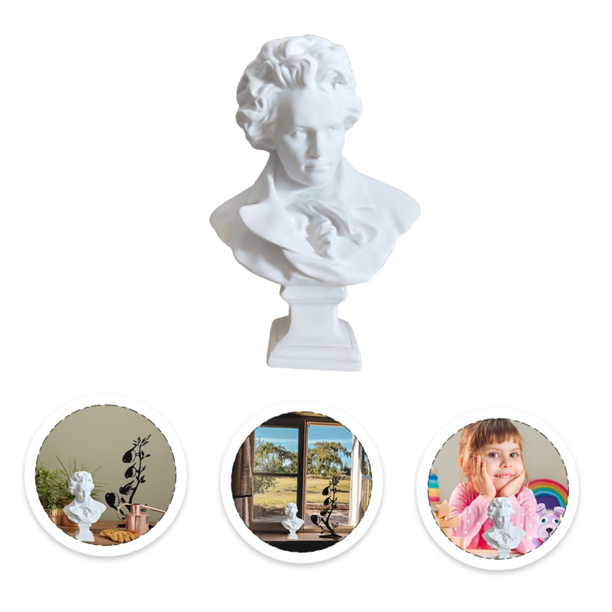 Cabilock 1pc 's Bust Home Decoration Plaster Bust Plaster Portrait Sculpture Bust Mini Living Room Decor Bust Decoration Portrait Bust Plaster Statue Style Busts Resin White