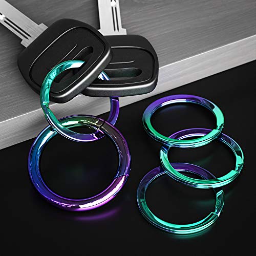 Silipac Keychain Kit Circle Carabiner O Ring Set Universal Size, Pure Round Fashion Design, Strong, Solid Metal Keychain Clip, Key Clip, Key Organizer (Rainbow) #TOP1