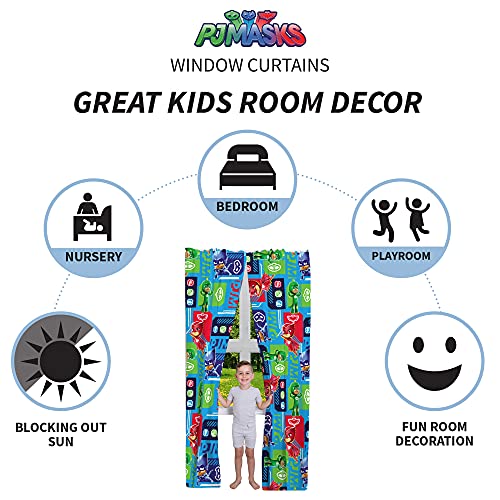 Franco Kids Room Window Curtains Drapes Set, 82 In X 84 In, Pj Masks #TOP2