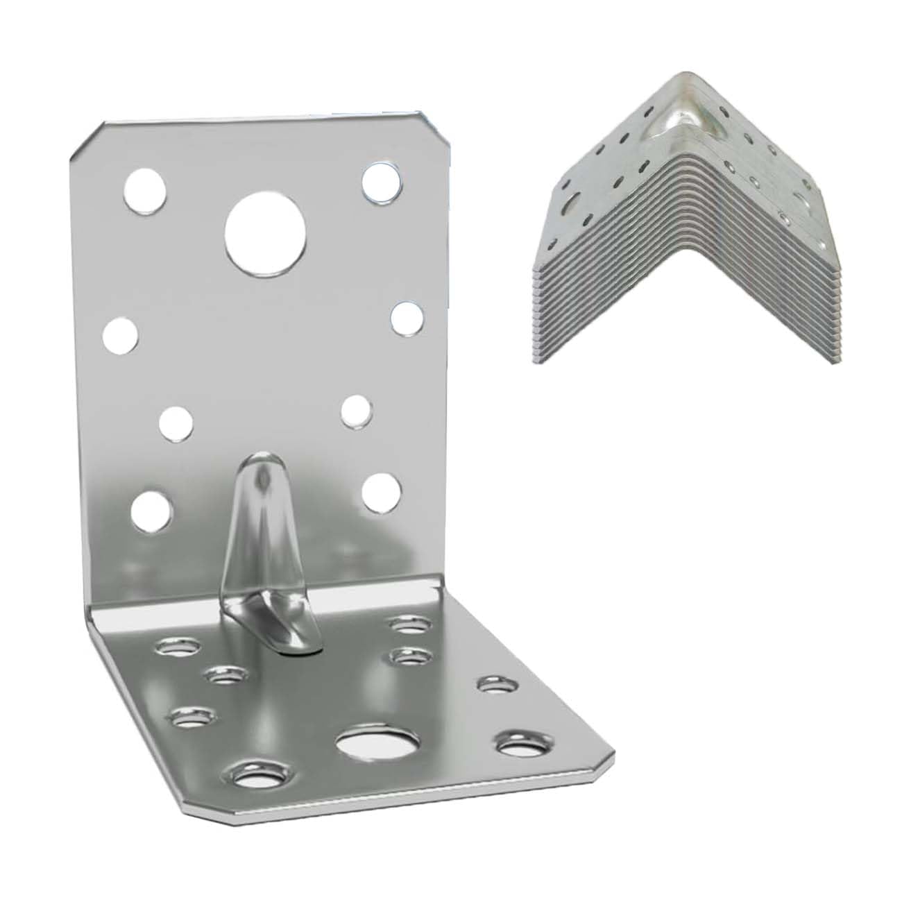 12 Pcs Corner Braces Brackets, Heavy Duty Angle Brackets, 70x70x55mm, 2mm Thick, Metal Steel Galvanised
