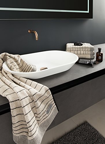 möve Eden bath mat with check structure 60 x 100 cm made of 100% cotton, nature / black