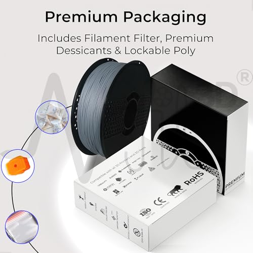 Image of NFIL3D 1KG Net Turbo Finish PLA+ Silver 3D Printer Filament | Filaments for 3D Printer| 1.75mm| Accuracy + /- 0.015mm | 1000g 3D Filament, 250g Spool, 350g Packaging Weight (Total Weight 1.6KG)