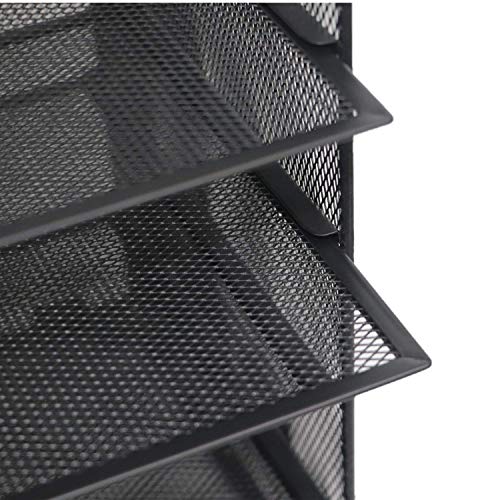GoldOrcle 5 Tier Mesh Desk File Organizer Letter Tray Holder Literature Storgae Mail Sorter, Black