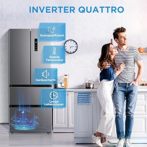 Bild 2 - Midea French Door Kühl-Gefrierkombination/391 Liter NoFrost/Smart WiFi, Inverter & VarioBox/Energiesparend& Extrem Leise/Für Große Familien MERF402FIE02