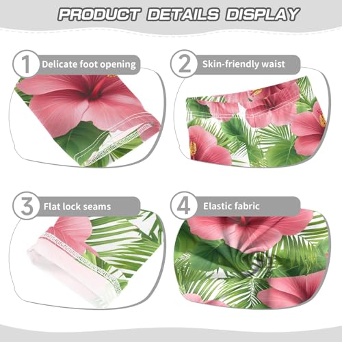 Boccsty Tropical Hibiscus Flower Palm Leavs Girls Leggings Kids Yoga Pants Dance Active Tights 4T3