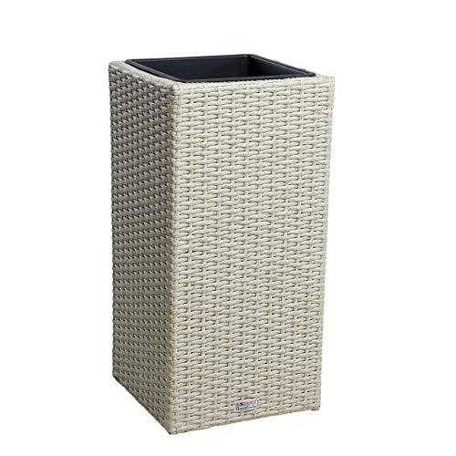 ESTEXO Polyrattan Blumentopf Übertopf Pflanztopf Blumenkübel Rattan Pflanzkübel Topf (60 cm/Beige)