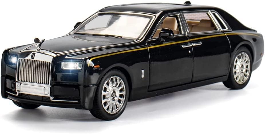 Image of 1:32 Scale Rolls Royce Phantom Toy Car | Metal Pullback Diecast Car for Kids with Openable Doors, Sound, Light Effects Toy for Car Enthusiasts (Black)