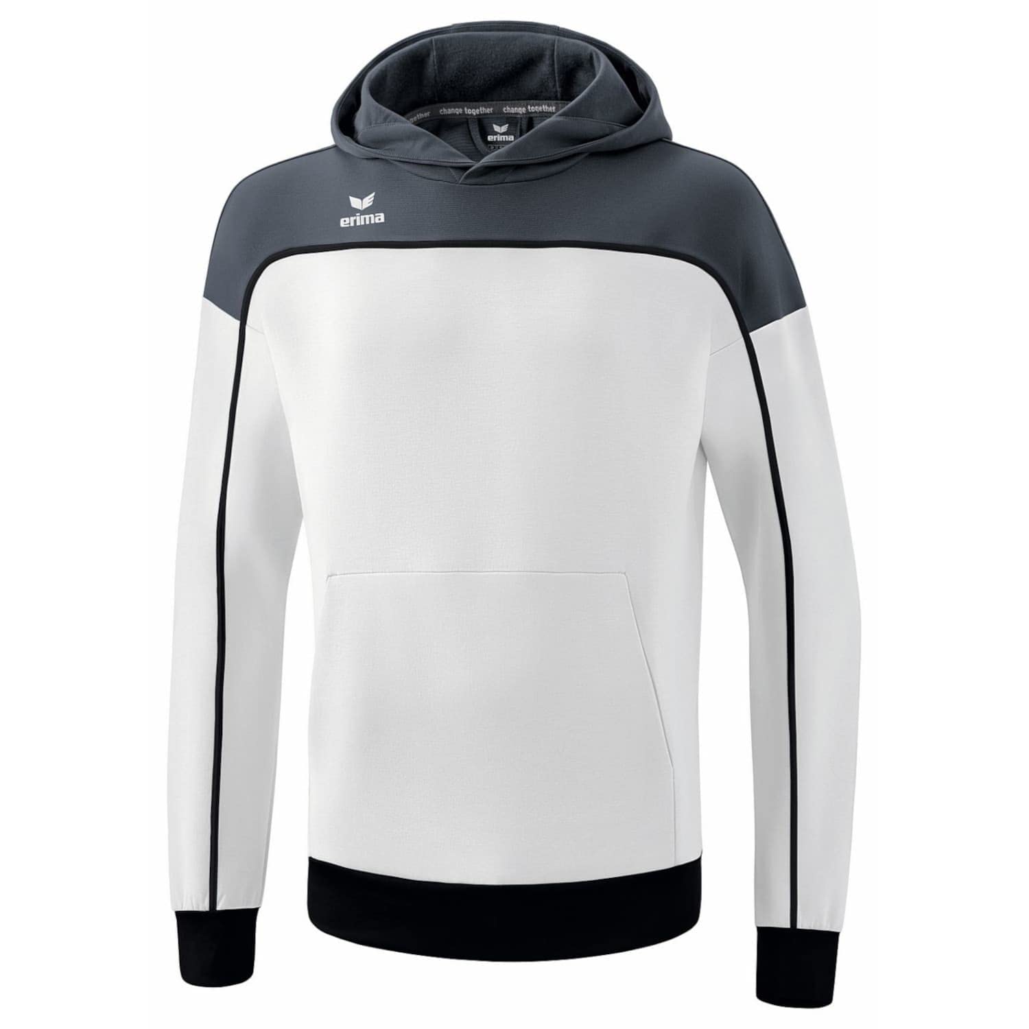 Erima Men's „CHANGE hooded sweatshirt, white/slate grey/black, M