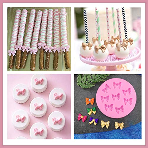 Clever Monster 8 Mini Bows Silicone Mould Fondant Sugar Bow Craft Molds Diy Cake Decorating, Mini Bow Silicone Fondant Mold Bowknot Candy Chocolate Mold Cake Cupcake Decoration For Birthday Party #TOP2