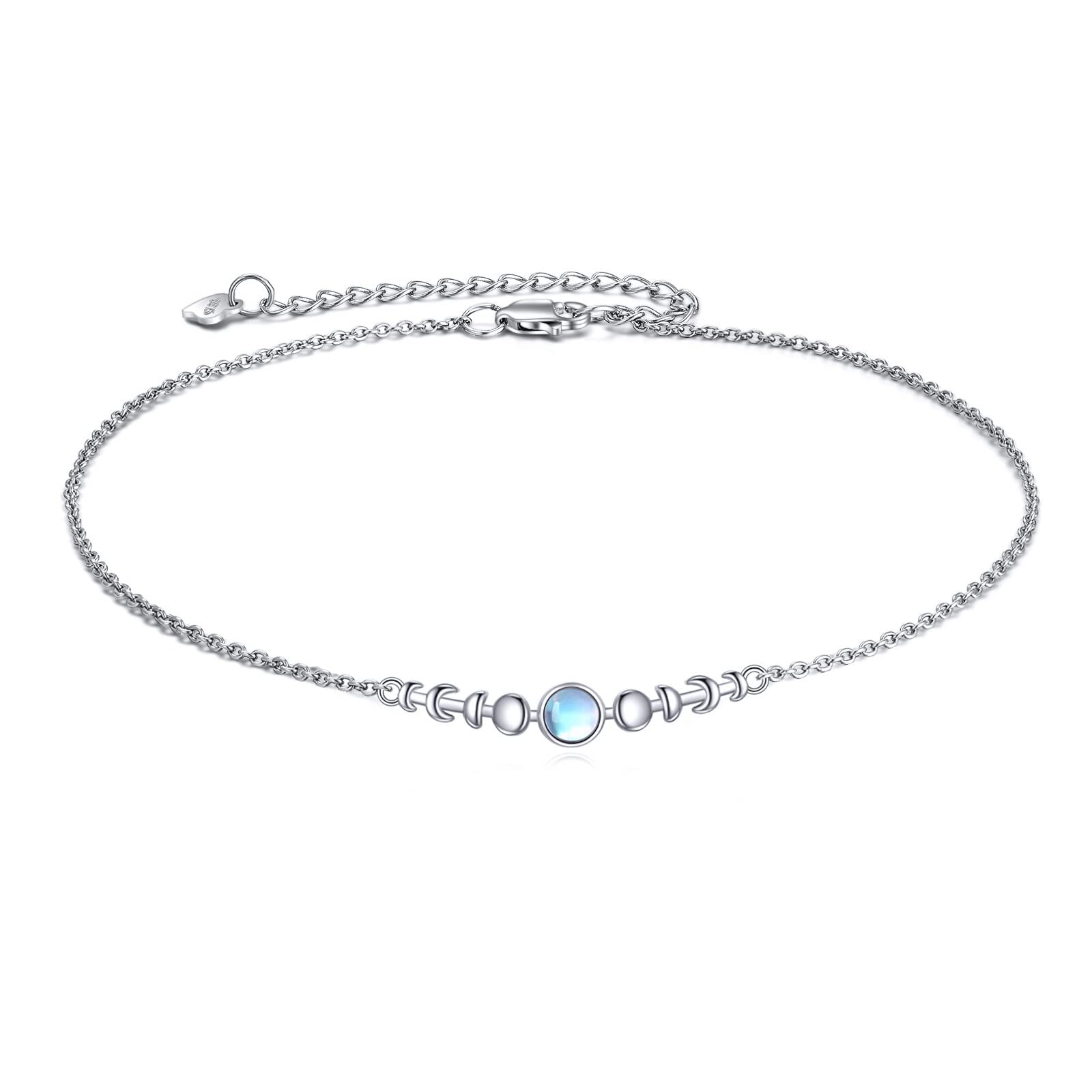 YFN Fase lunare cavigliera in pietra di luna per le donne Argento Sterling cavigliera luna gioielli irlandesi regali per la ragazza madre