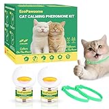 Cat Calming Diffuser and Calming Collar for Cats: Premium Cat Calming Collar - Cat Calming Pheromone Diffuser-Cat Calming Diffuser Refill-Pheromones for Cats (2 Diffusers+2 Refills+2 Collars)