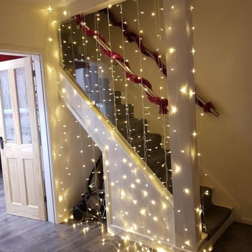 Miniatura 4 de Le Cortina Luces Led 3x3m 300 Led, Usb O Pilas, Cadena De Luces Blanco Cálido, 8 Modos Luz, Impermeable Interior Y Exterior, Luz De Hadas Intensidad Regulable, Decoración De Fiestas, Navidad, Balcón