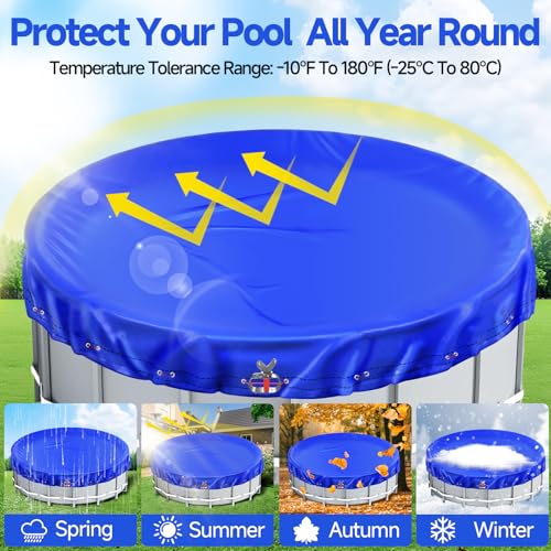 Bâche d'hiver pour piscine hors-sol anti-poussière bâche solaire imperméable bleu de 5,5m - 4