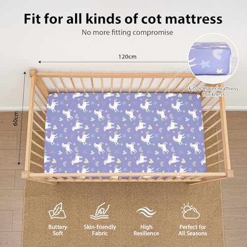 FIEMOL Baby Spannbettlaken 60x120 cm Babybett Spannbetttuch, 3er-Pack Mikrofaser Bettlaken Für babybetten… – Ansicht 2