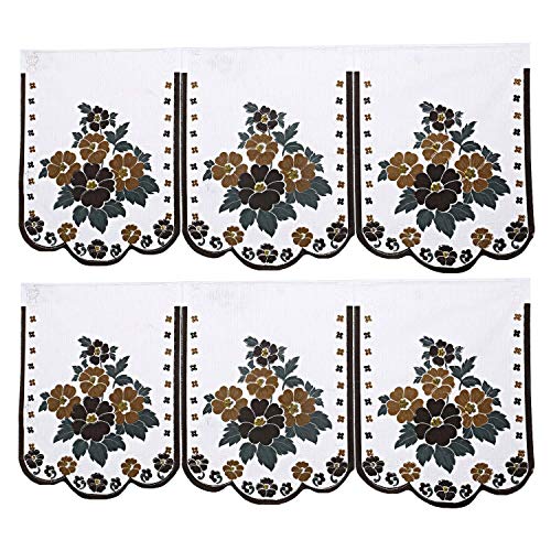 Image of Kuber Industries Flower Cotton 2 Piece 3 Seater Sofa Cover (Standard, Brown) - CTKTC28695