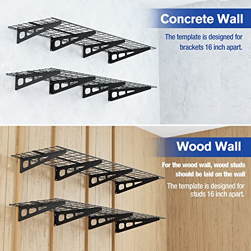 Image of WORKPRO 2-Pack 2x6FT Garage Wall Shelving, 72 inch x 24 inch Heavy Duty Wall Mounted Shelving, 800lbs Load Capacity (Total), Metal Wall Shelves Suitable for Shop, Shed, Garage Storage, Black, 1 Sets